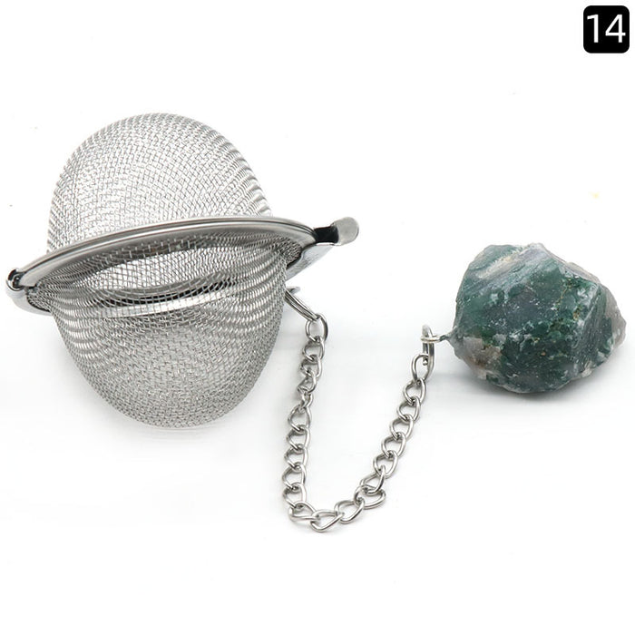 Natural Raw Gemstone Filter Ball Stew Ingredients Ball Stainless Steel Tea Filter Kitchen Gadgets