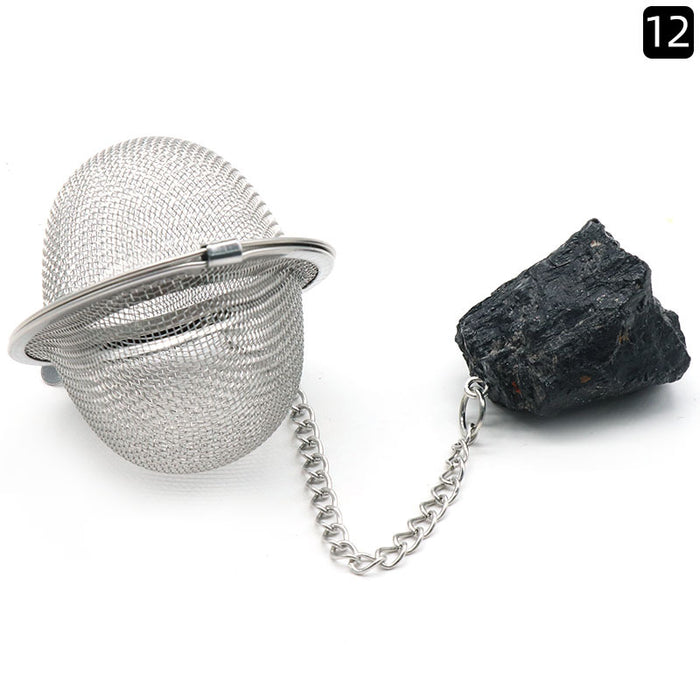 Natural Raw Gemstone Filter Ball Stew Ingredients Ball Stainless Steel Tea Filter Kitchen Gadgets