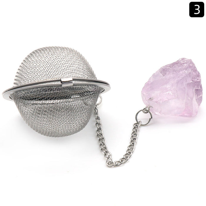 Natural Raw Gemstone Filter Ball Stew Ingredients Ball Stainless Steel Tea Filter Kitchen Gadgets