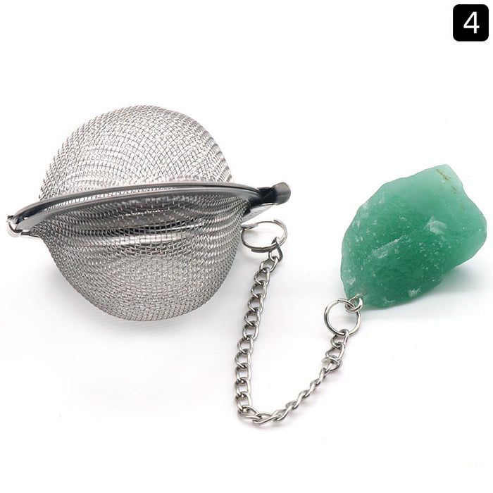 Natural Raw Gemstone Filter Ball Stew Ingredients Ball Stainless Steel Tea Filter Kitchen Gadgets