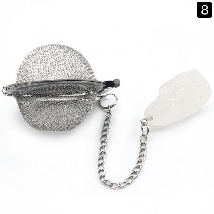 Natural Raw Gemstone Filter Ball Stew Ingredients Ball Stainless Steel Tea Filter Kitchen Gadgets