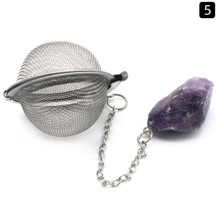 Natural Raw Gemstone Filter Ball Stew Ingredients Ball Stainless Steel Tea Filter Kitchen Gadgets