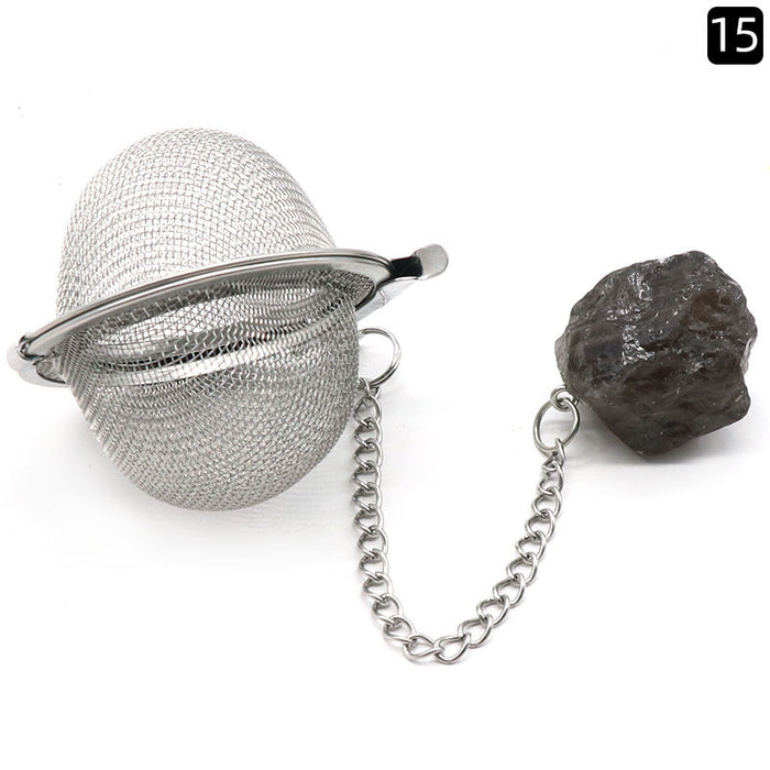 Natural Raw Gemstone Filter Ball Stew Ingredients Ball Stainless Steel Tea Filter Kitchen Gadgets